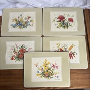 Pimpernel Set of 5 Australian Wildflowers Cork Back Placemats Made In England